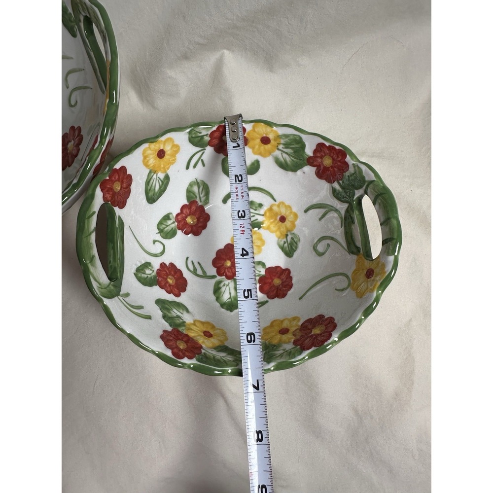 Temp-tations by Tara Floral Embroidery‎ Handled Nesting Serving Bowls Set of 2 - Picture 4 of 10